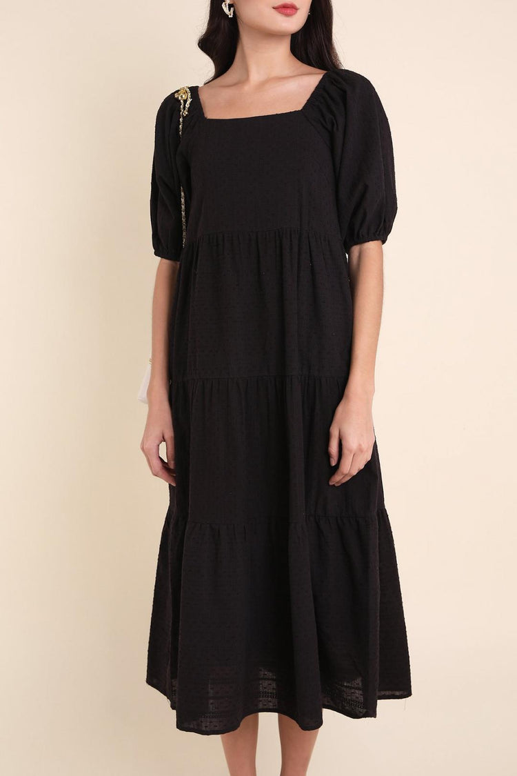 Madebynm Aubrielle Puff Sleeves Maxi Dress in Black