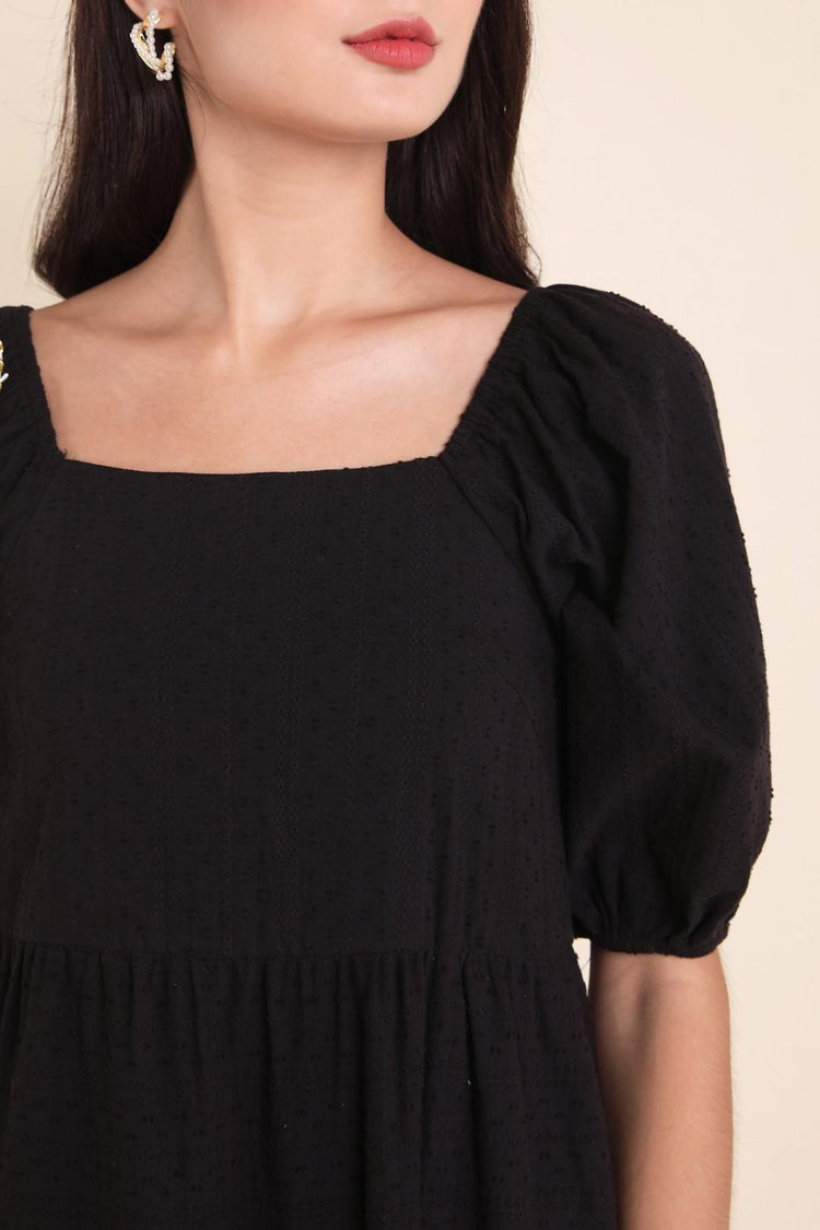 Madebynm Aubrielle Puff Sleeves Maxi Dress in Black